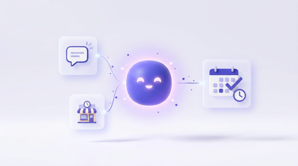 An AI dashboard for a UK small business automatically handling customer enquiries, bookings and follow-ups