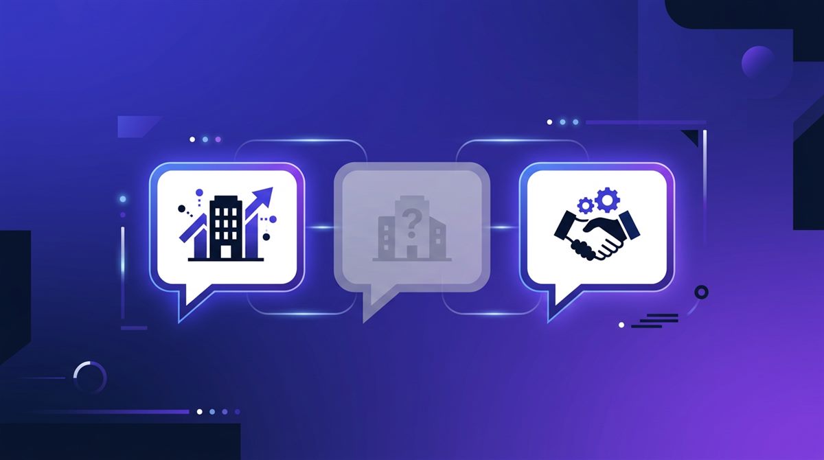 Three AI answer bubbles with one business icon greyed out while the others are highlighted, illustrating invisibility in Perplexity and Gemini