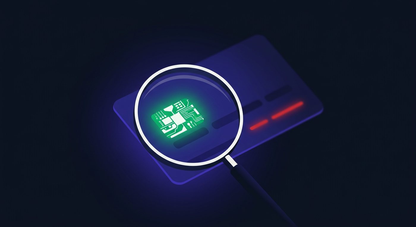 A magnifying glass over a single directory listing card, revealing one highlighted segment glowing green